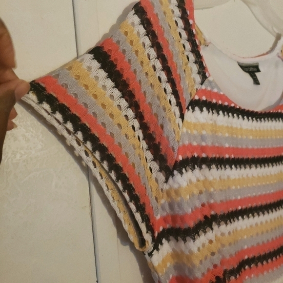 💕5 For $20 Allison Brittney Striped Short Sleeve Dress With Belt Size L - Picture 8 of 11